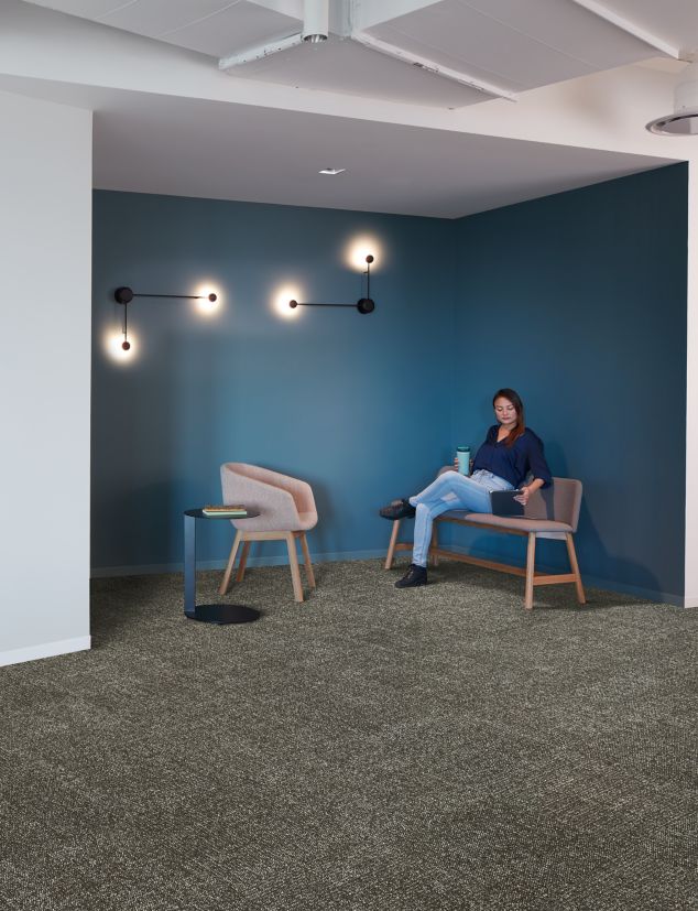 Interface Lighthearted carpet tile in seating area with women looking at tablet