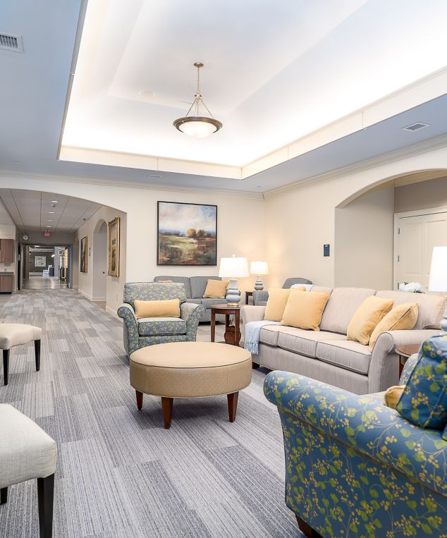 Interface Shiver Me Timbers plank carpet tile in senior housing living area