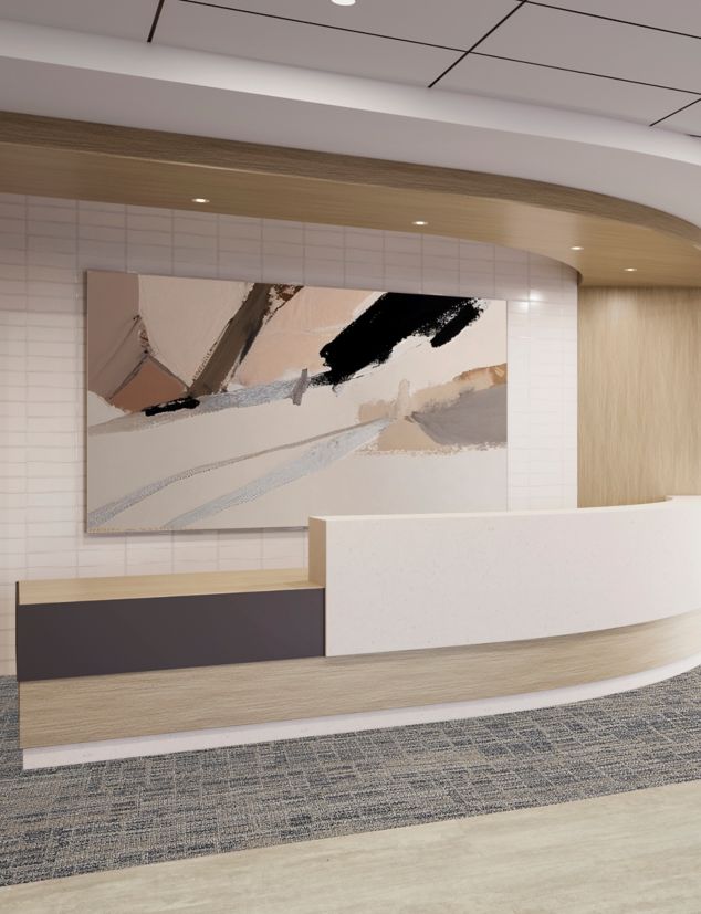 Interface Skylights plank carpet tile in lobby/reception area