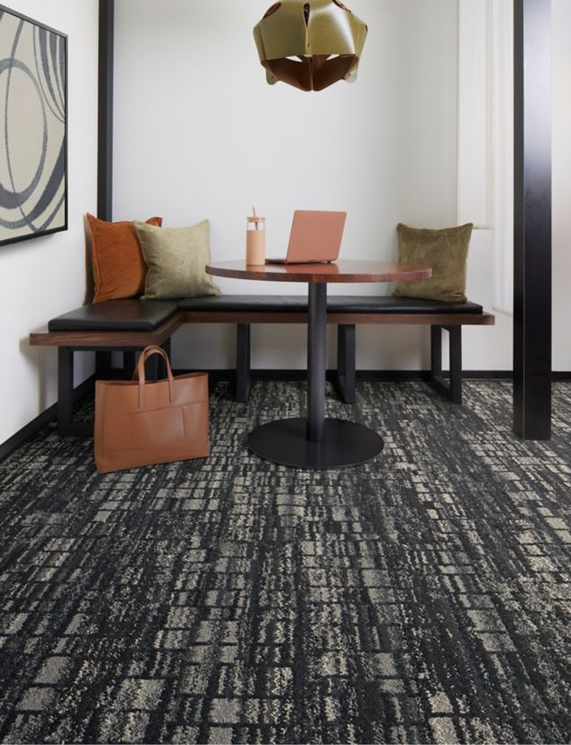 Interface Reflective Sky plank carpet tile in workplace collaborative area
