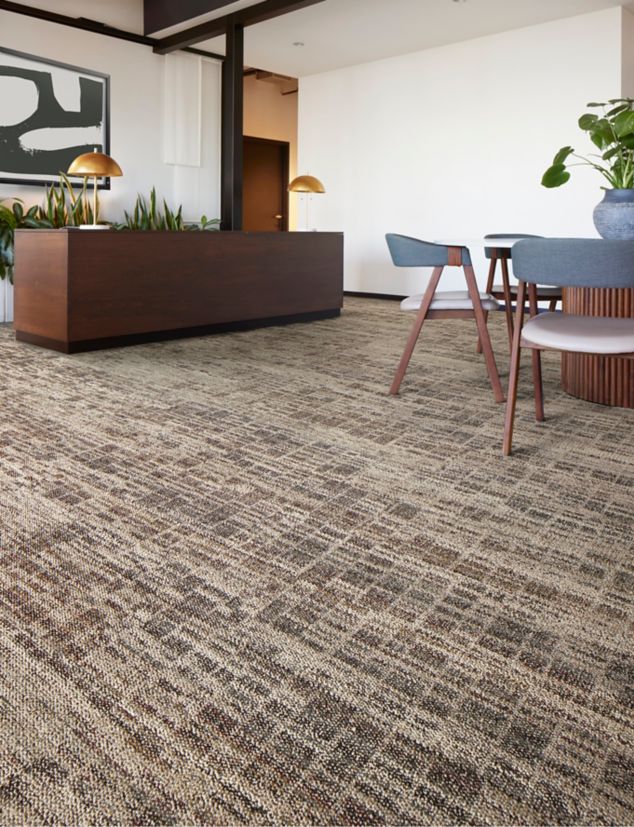 Interface Skylights plank carpet tile in workplace reception area
