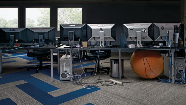 Interface NF400 and B703 plank carpet tile in open office space or computer lab