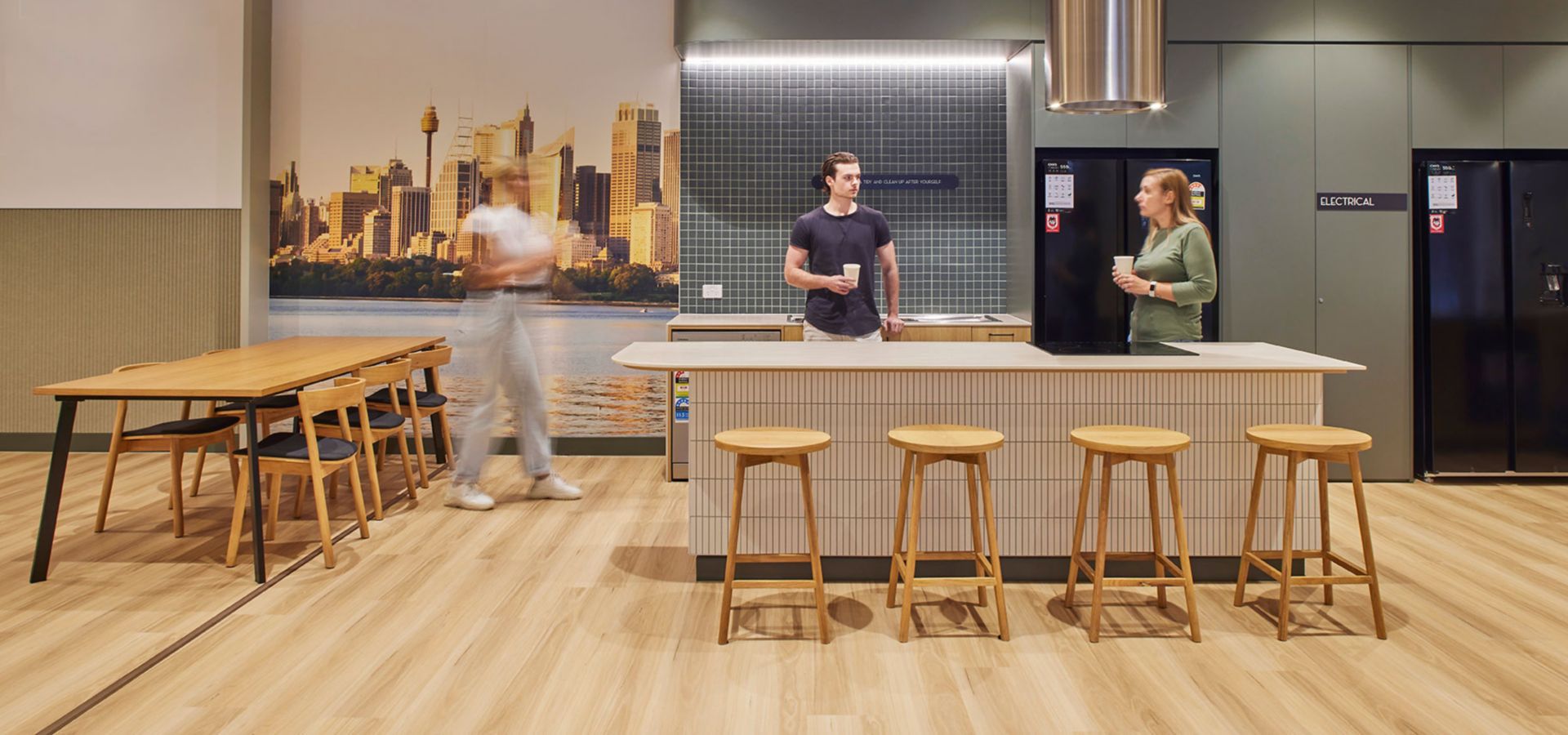 Interface Natural Woodgrains plank LVT in multifamily recreation area