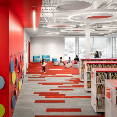 Interface AE311 and AE317 plank carpet tile in public library