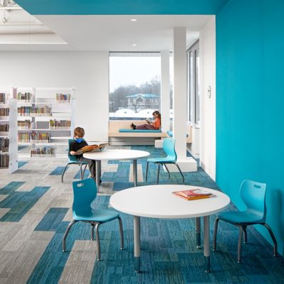 Interface AE311 and AE317 plank carpet tile in public library