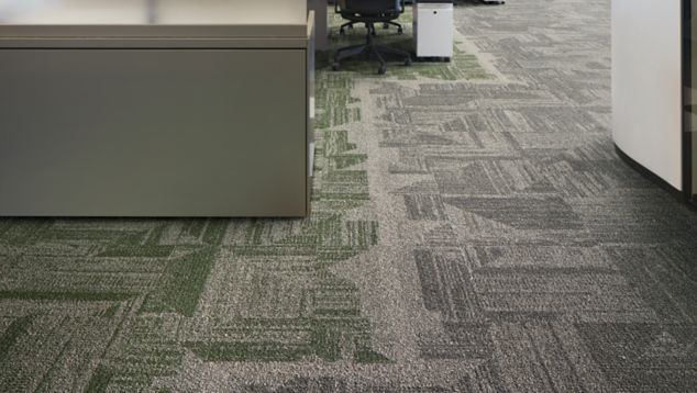 Interface Open Air 403 carpet tile in open office workspace area with multiple work stations