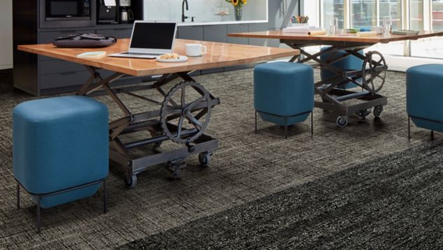 Interface Diminuendo, Obligato, and Intermedio plank carpet tile in open office area