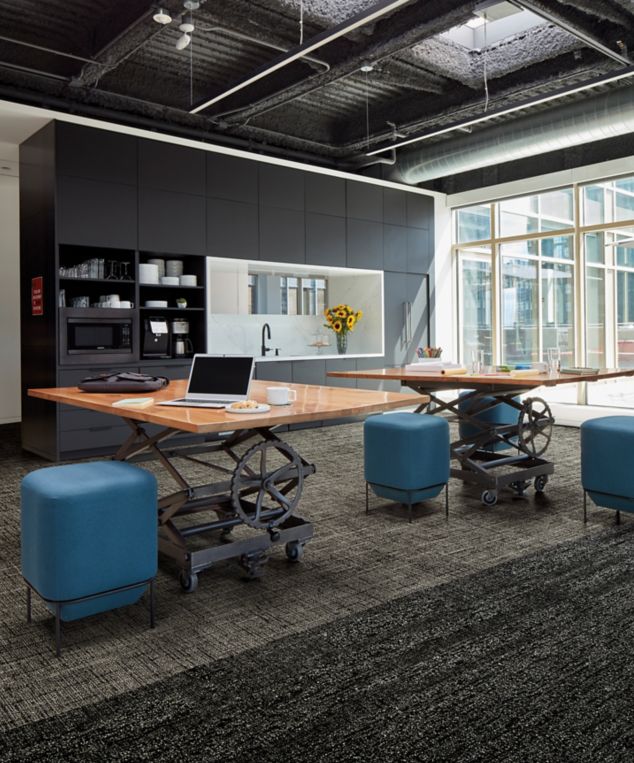 Interface Diminuendo, Obligato, and Intermedio plank carpet tile in open office area