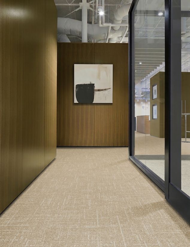 Interface Open Air 418 and Step It Up carpet tile in workplace corridor