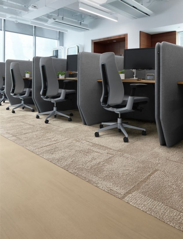 Interface Pillars carpet tile with On Grain plank LVT in open office