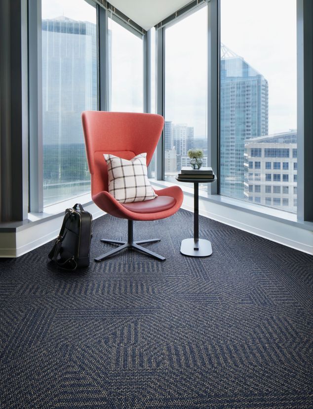 Interface Open Air 407 plank carpet tile in corner office