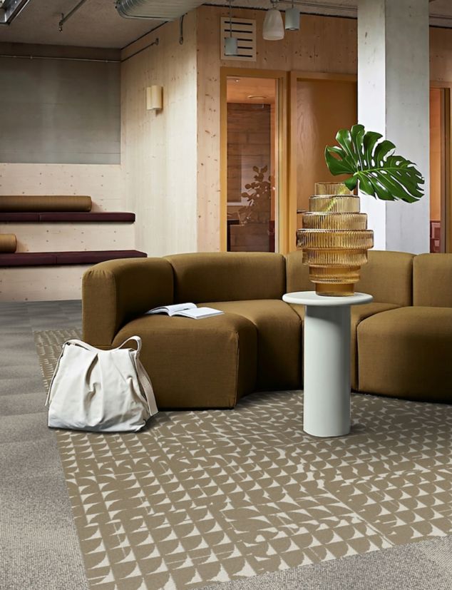 Interface Open Air 416 with FLOR Moon Walk carpet tile in lobby