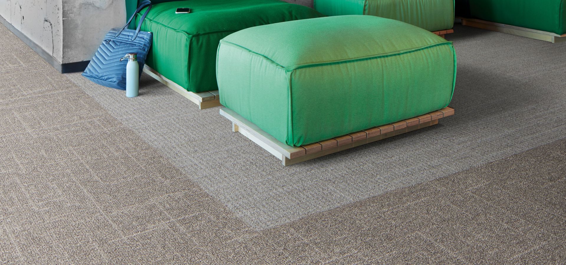 Interface Open Air 418 carpet tile with Open Air 401 plank carpet tile in workplace lobby