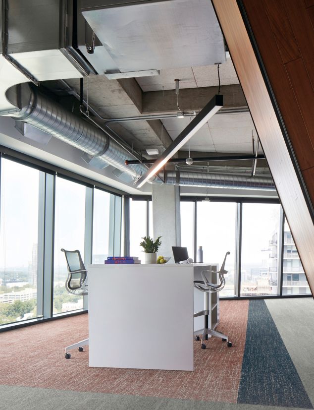 Interface Open Ended and Free Reign plank carpet tile in workplace collaborative area