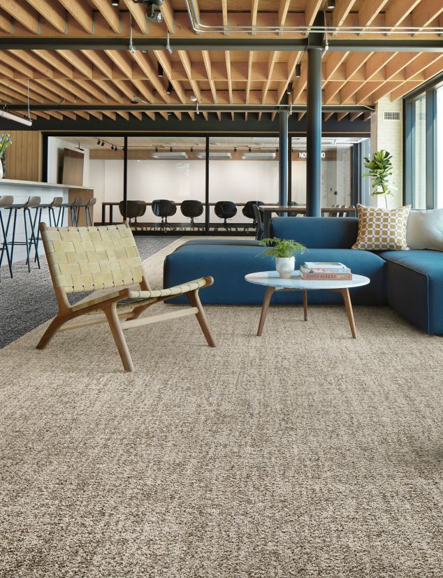 Interface Parchment carpet tile in workplace lobby/lounge area