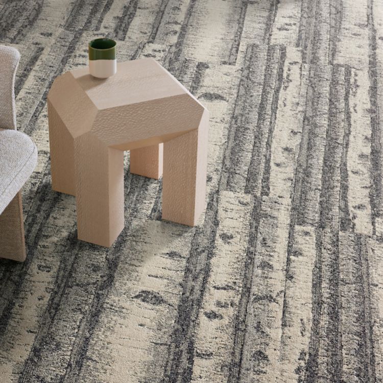 Interface Quiet Grove plank carpet tile in workplace lobby