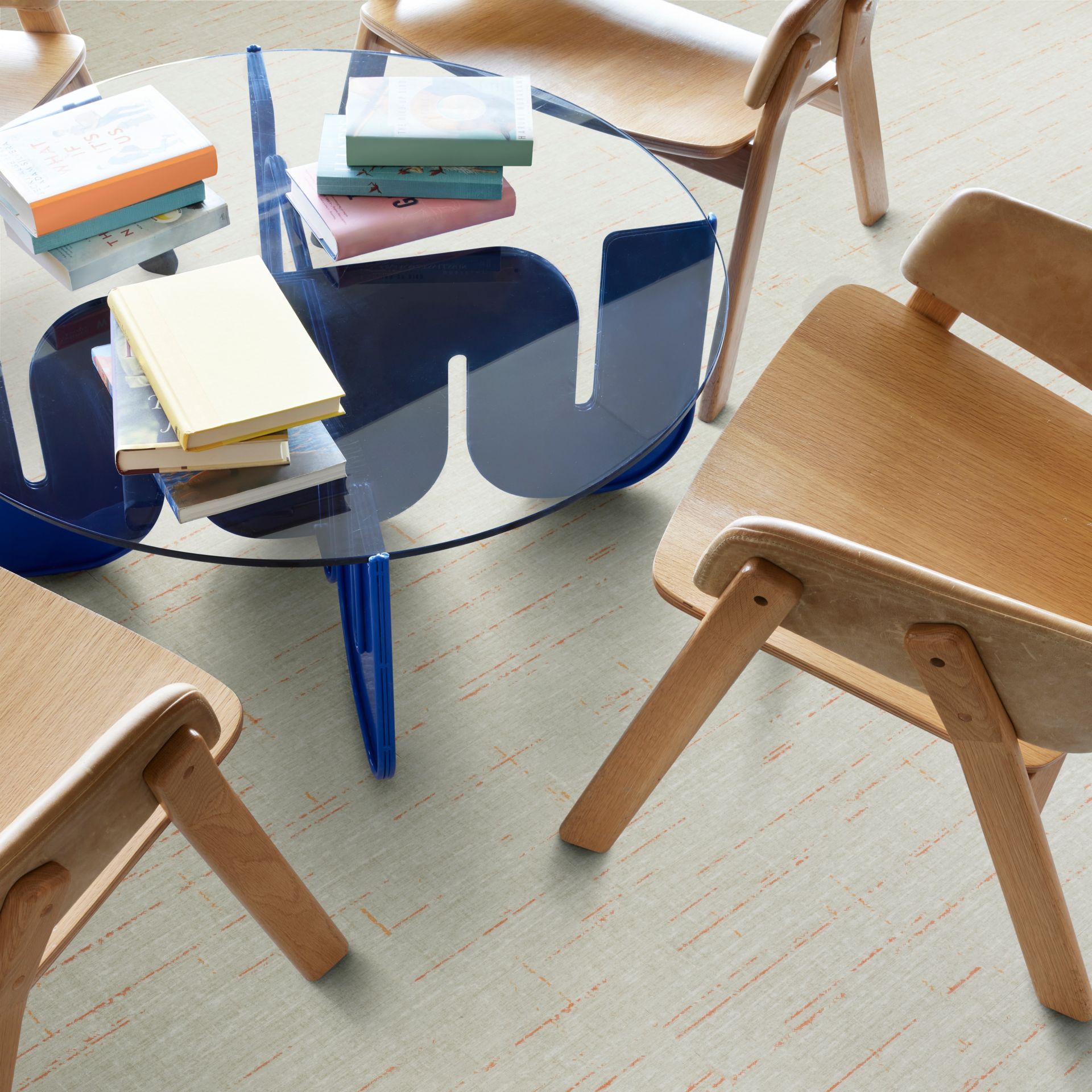 Interface Raw Materials plank LVT in Orange in library.