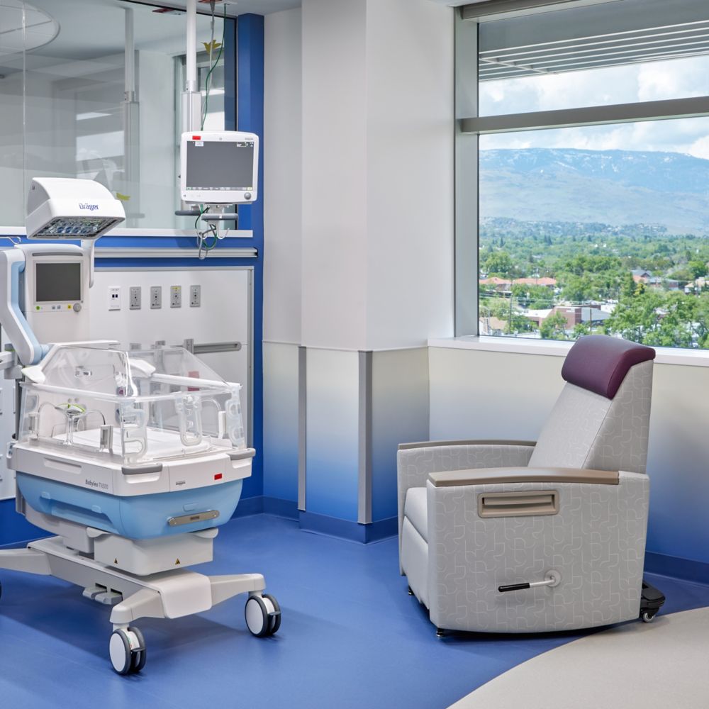nora by Interface noraplan environcare and noraplan sentica rubber flooring in hospital NICU patient room
