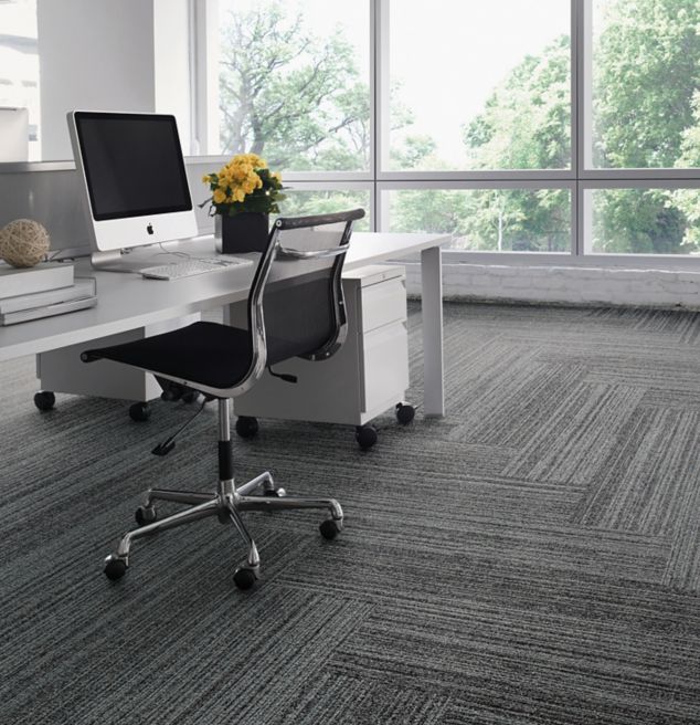 Interface SL910 plank carpet tile with desk and chair