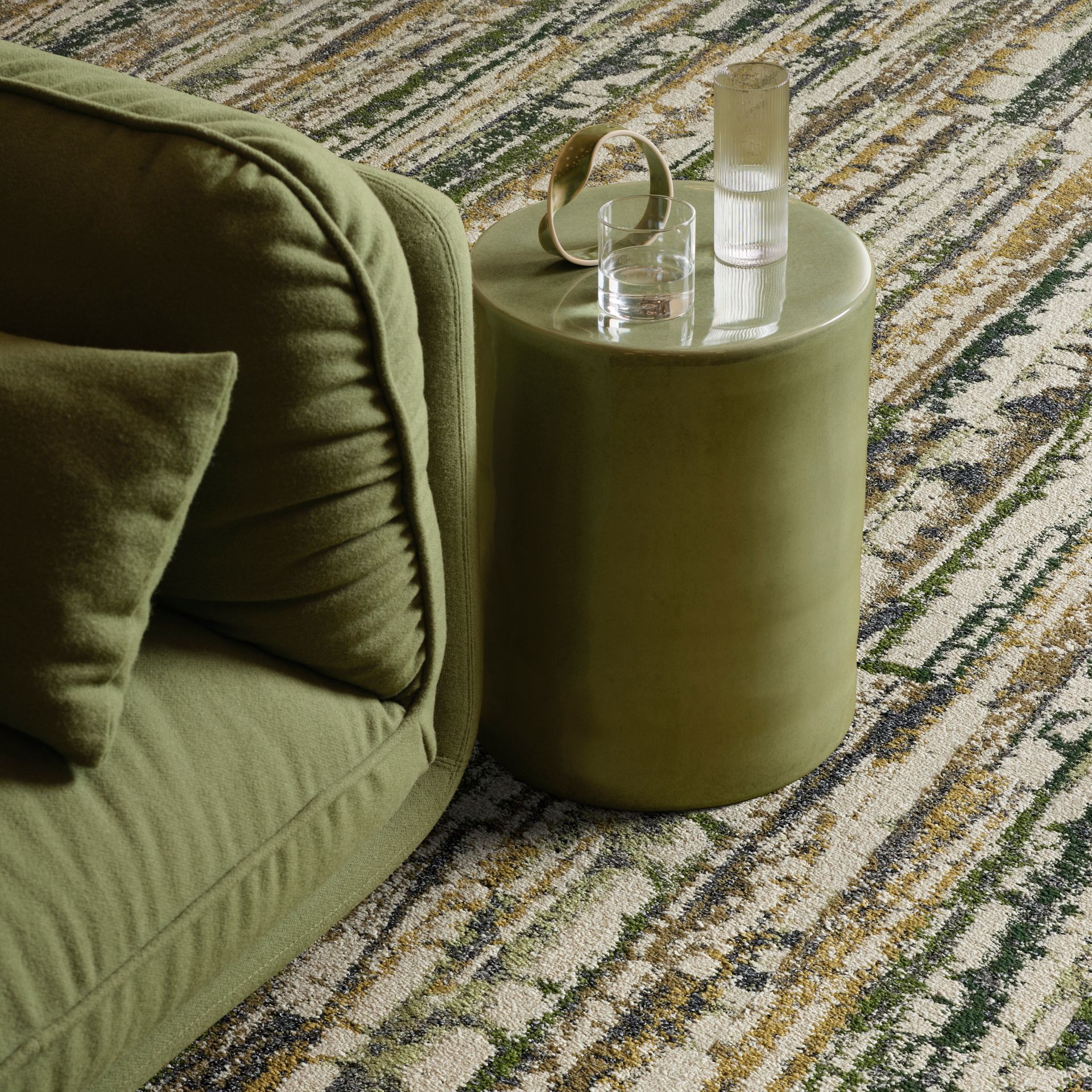 Interface Shifting Seasons plank carpet tile in lobby