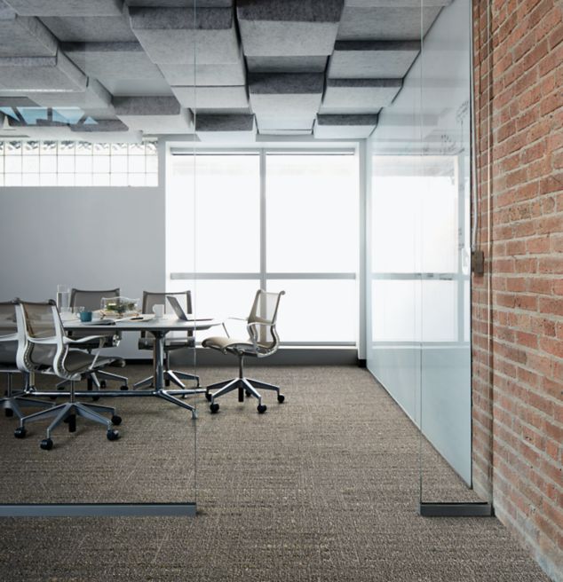 Interface Static Lines plank carpet tile in conference room