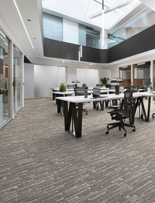Interface Meteor plank carpet tile in open office
