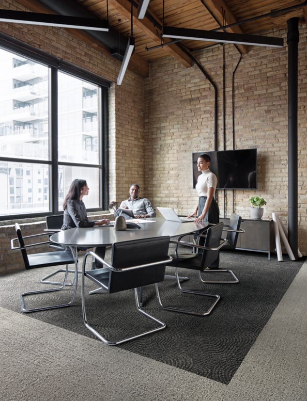 Interface Step it Up and Step This Way carpet tile in meeting area 