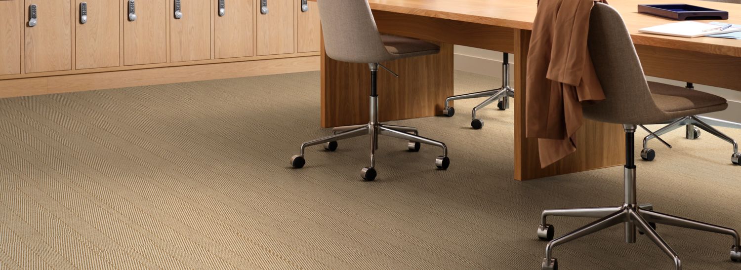 Interface Stitch in Time plank carpet tile in workplace meeting room