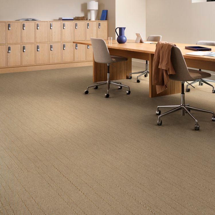 Interface Stitch in Time plank carpet tile in workplace meeting room