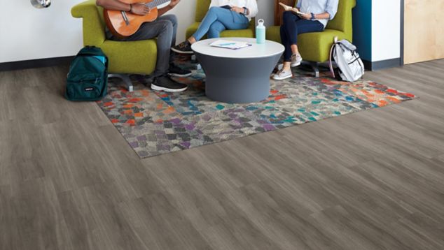 Interface Studio Set LVT and Flor Stone Course carpet tile in meeting area
