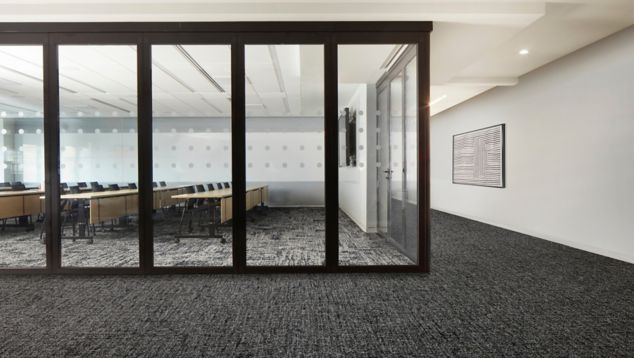 Interface Third Space 301 and Perfect Pair carpet tile in corporate meeting room or training room