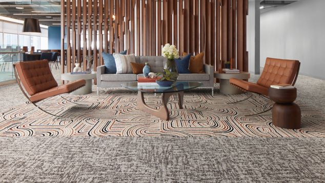 Interface Third Space 306 and FLOR Leaps and Bounds carpet tile in lobby