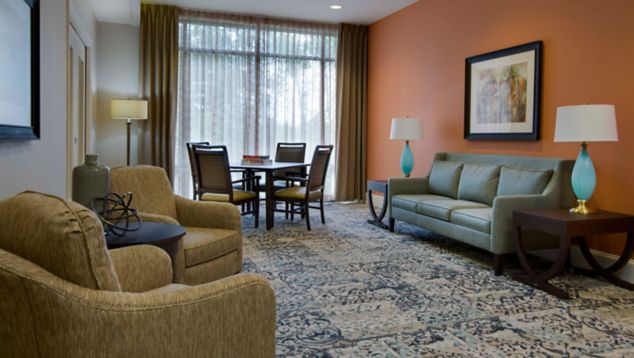 Interface Edgy, Steady and Lofty carpet tiles in senior living seating area