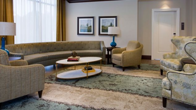 Interface UR101 and UR103 carpet tile in senior housing living area