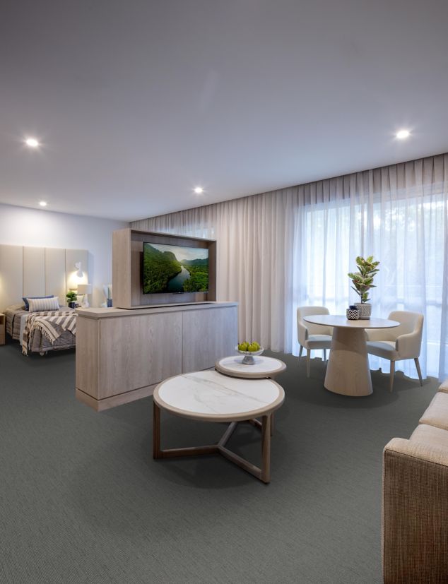 Interface UR303 carpet tile in senior living residence