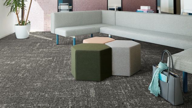 Interface Up At Dawn carpet tile in seating area with couches