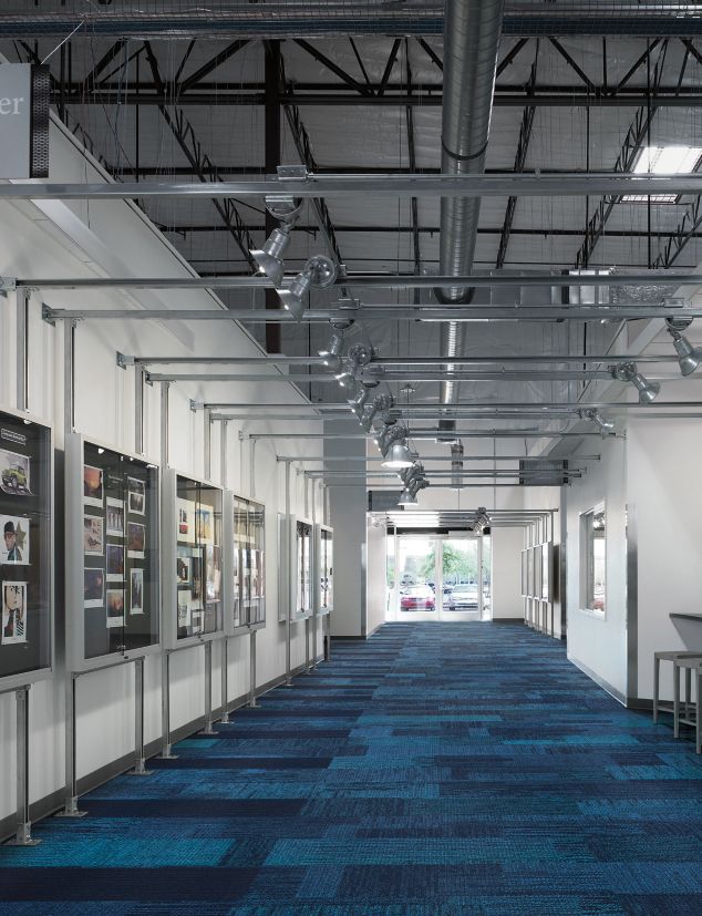 Interface Verticals plank carpet tile in hallway