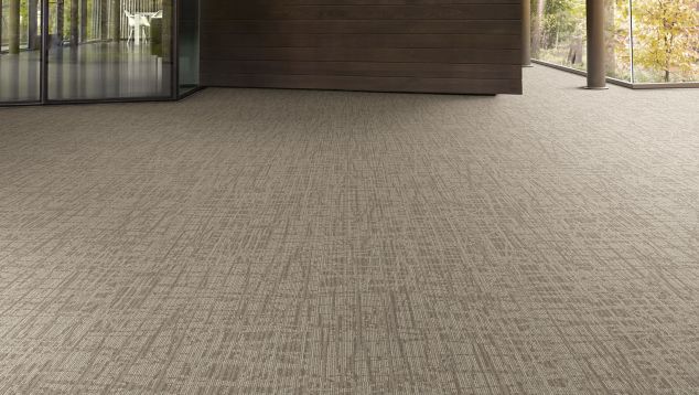 Interface WE153 plank carpet tile in open lobby area