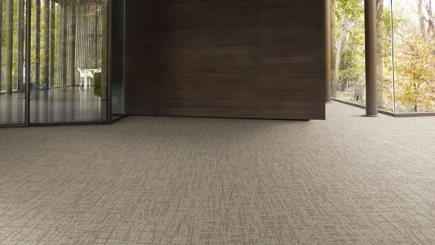 Interface WE153 plank carpet tile in open lobby area