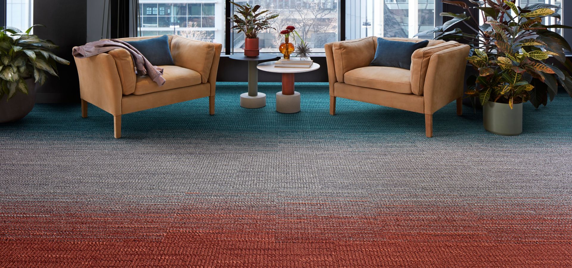 Interface WG100 and WG200 carpet tile in lobby