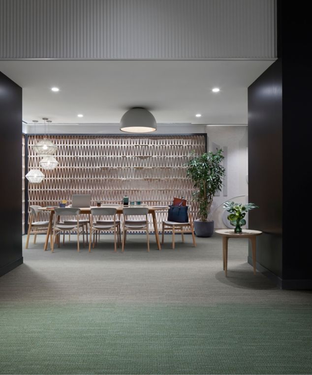 Interface WG100 and WG200 carpet tile in workplace meeting area