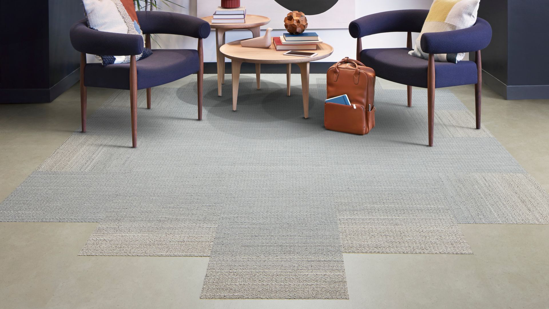 WG100 and WG200 carpet tile in workplace seating area