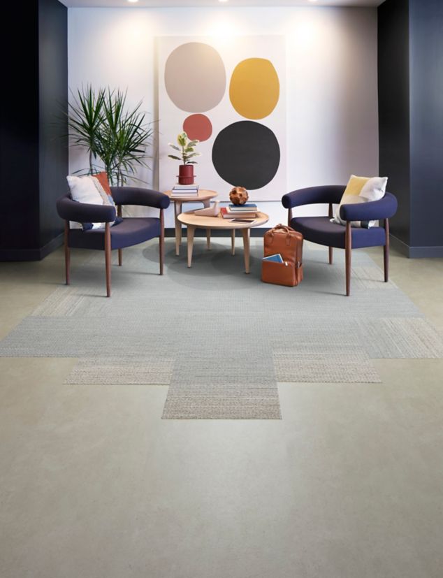 WG100 and WG200 carpet tile in workplace seating area