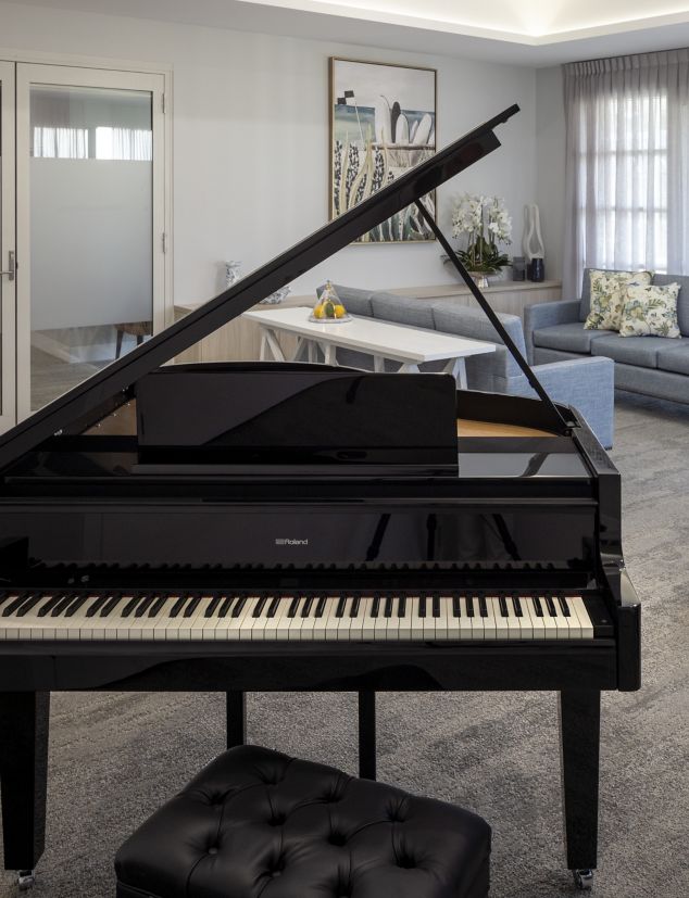 Interface NF401 plank carpet tile in senior living music room