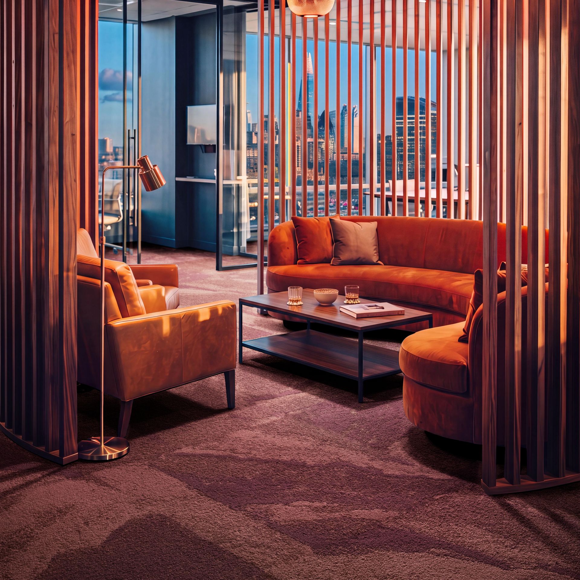 Interface Waypoint carpet tile in hospitality lounge
