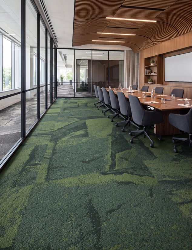 Interface Waypoint carpet tile in workplace meeting room