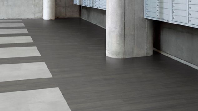 Interface Steady Stride Concretes and Steady Stride Woodgrains LVT in mail room