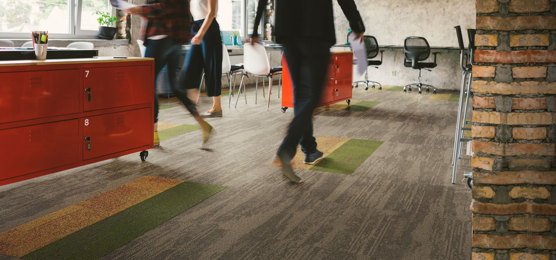 Works Stream, Hazelnut, Flow Brights, Sunshine & Seagrass