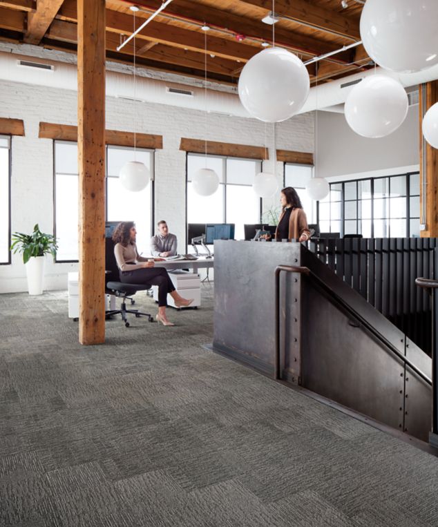 Interface Zen Stitch plank carpet tile in open office setting