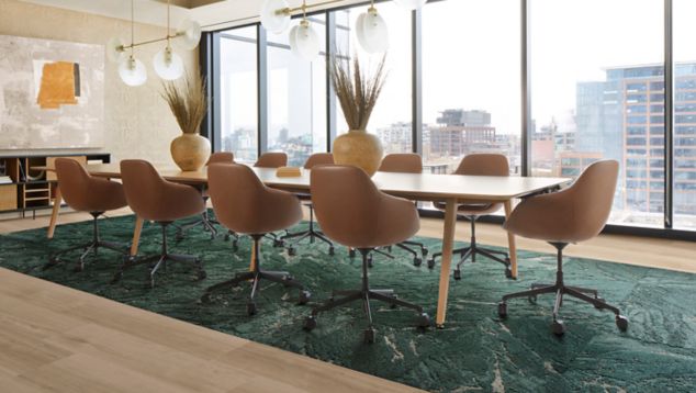 FLOR Zera carpet tile and Interface Northern Grain LVT in conference room